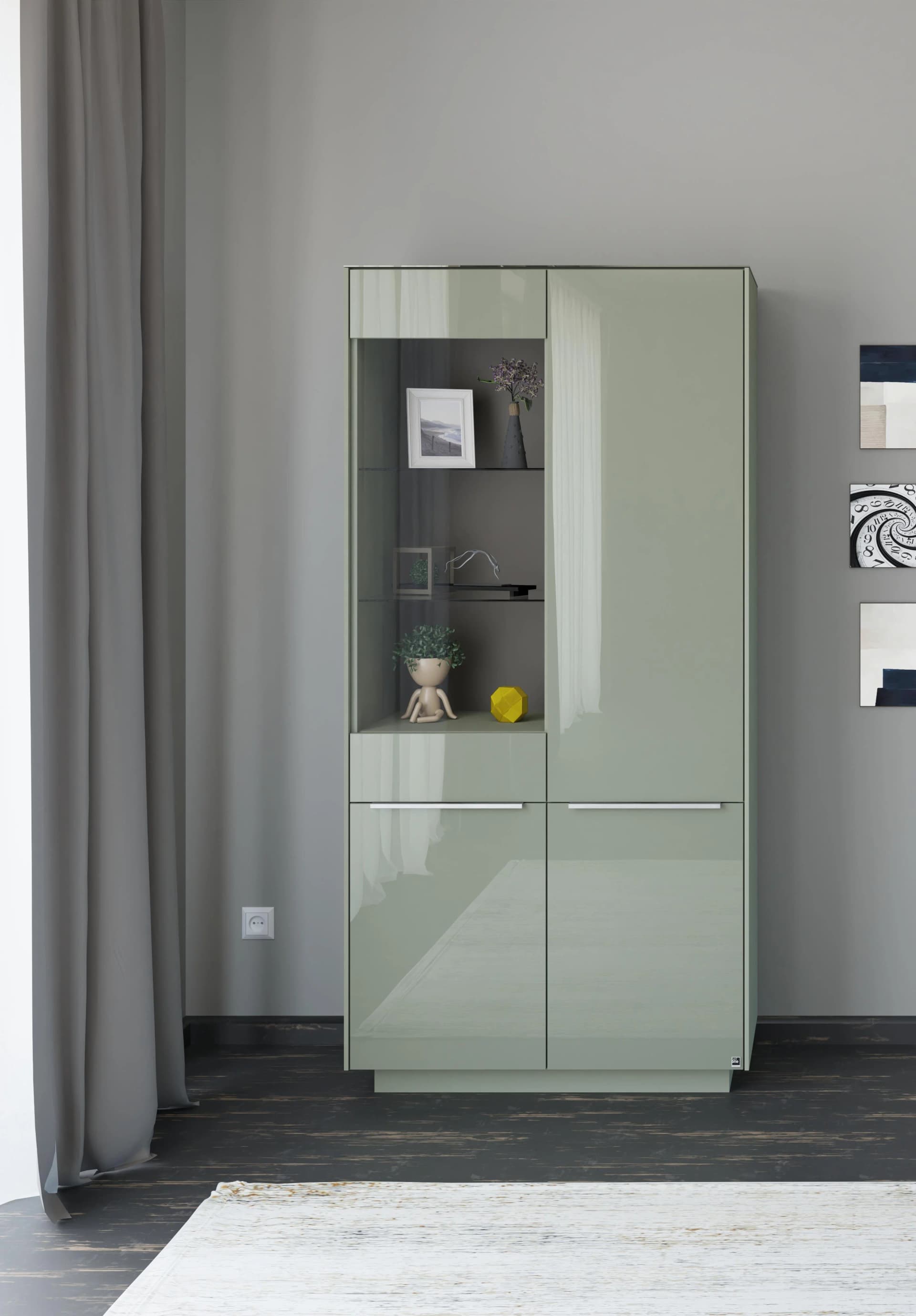 Standvitrine Reno Olivgrün Set one by Musterring