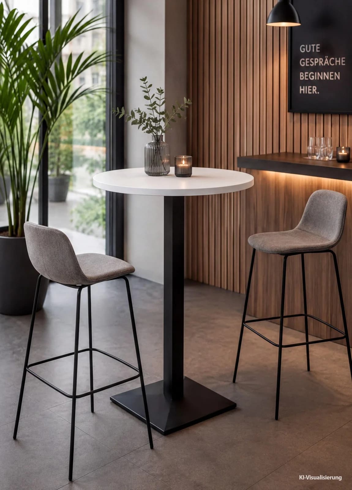 Mäusbacher Big Bistro Metall Bistro-Tisch Schwarz/Weiß