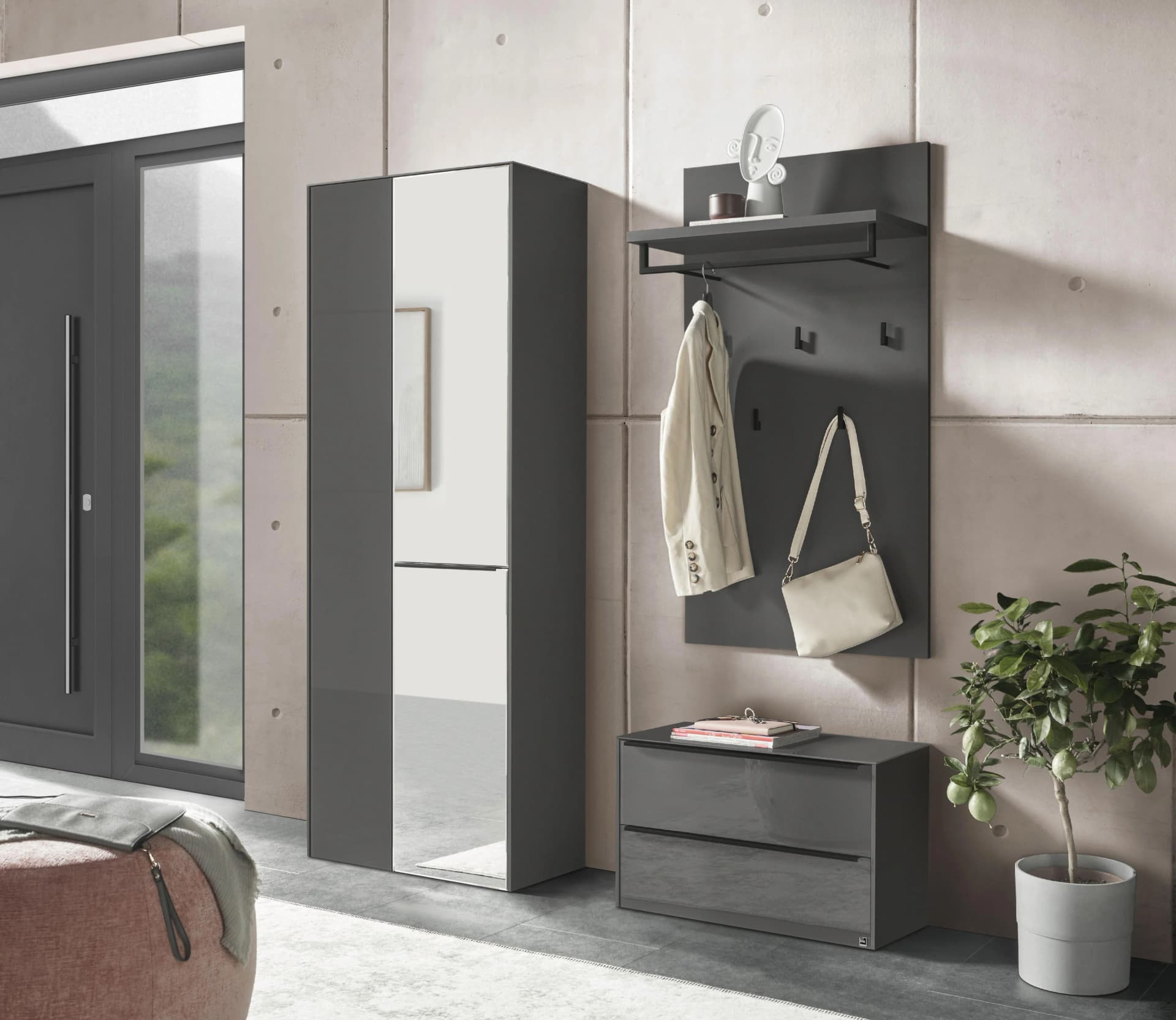 Garderobenschrank Modern Anthrazit 72x188x32 cm