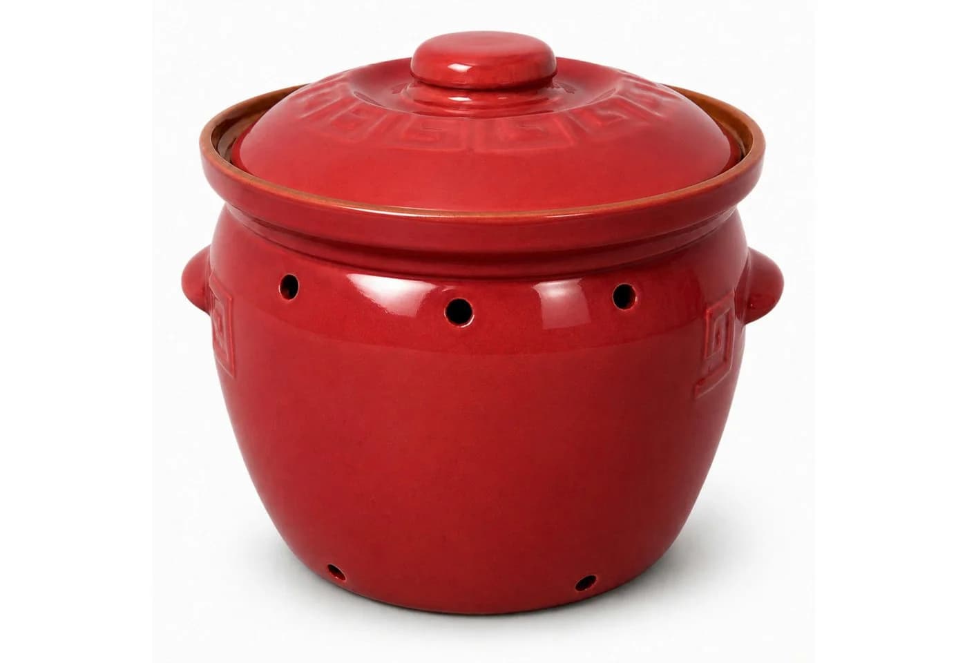 KERAZO Vorratsdose 6,5 Liter Kartoffeltopf Steingut rot