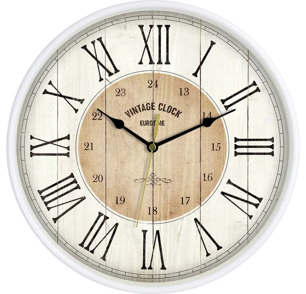 EUROTIME Wanduhr Quarzuhr 81748-07 mit Echtglas und Kunststoffgehäuse