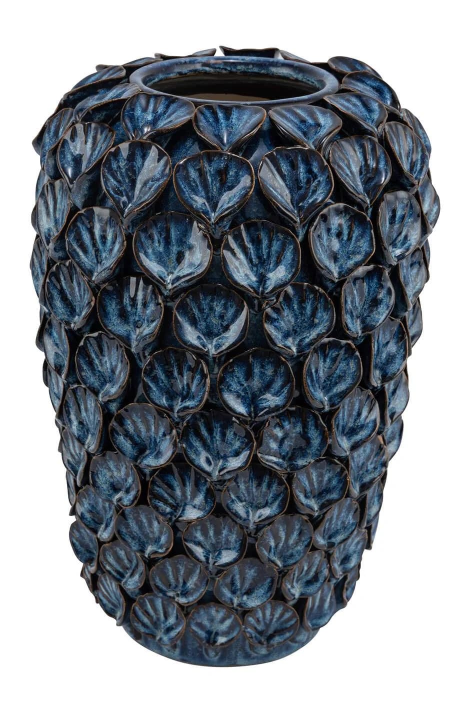 Vase MUSCHEL Keramik Blau/Braun Dekoration