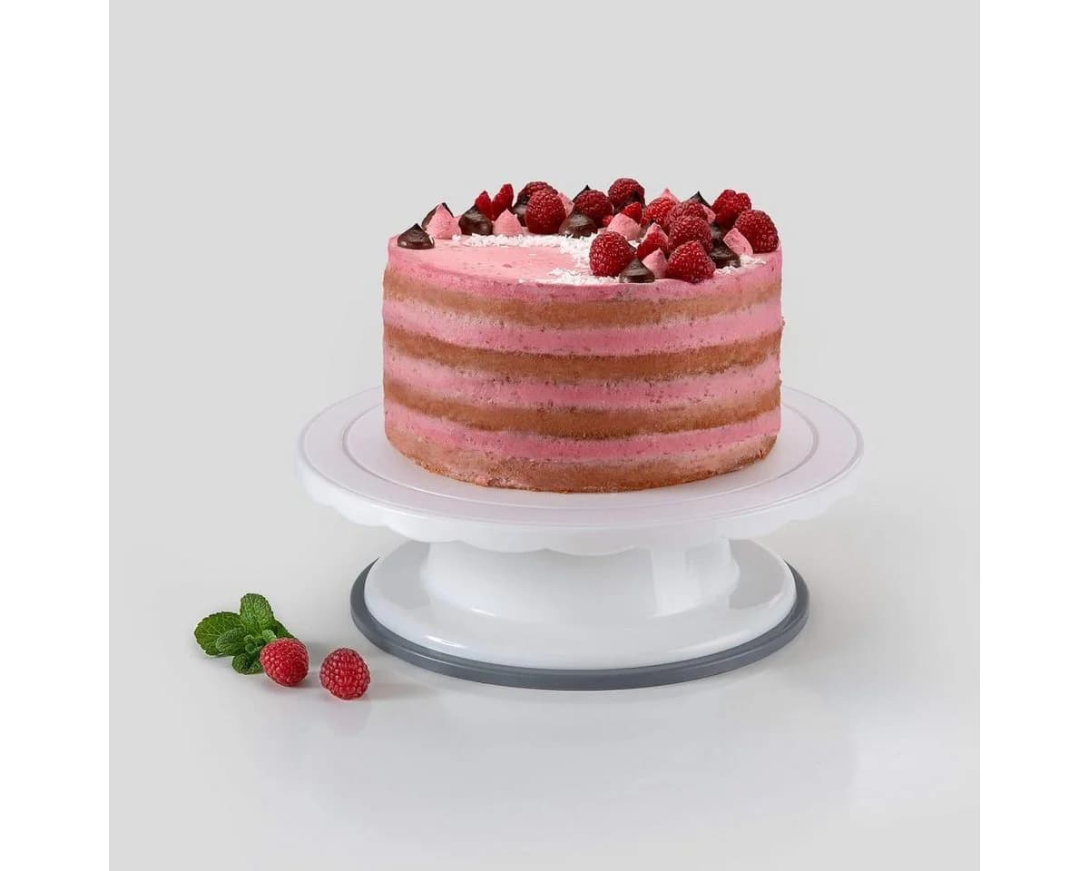 Dr. Oetker drehbare Tortenplatte Weiß/Grau Kunststoff