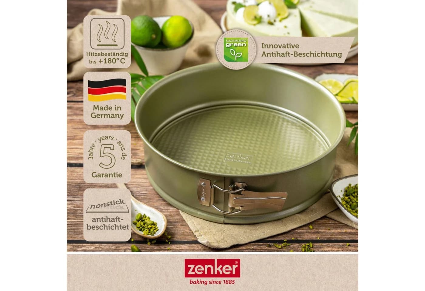Zenker Springform 20 cm Grün Antihaftbeschichtung