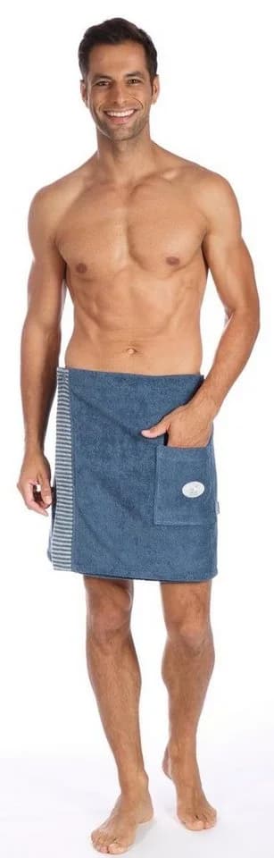 Egeria Kilt Ben Blau Walkfrottee mit Streifen-Akzent
