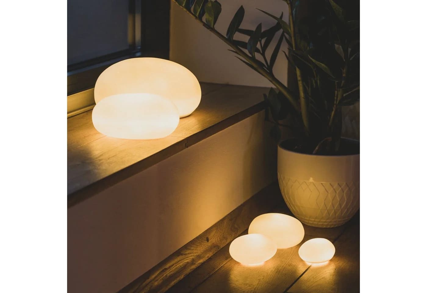 Räder Design LED-Lichtkieselsteine 3er Set Batteriebetriebene LED-Beleuchtung