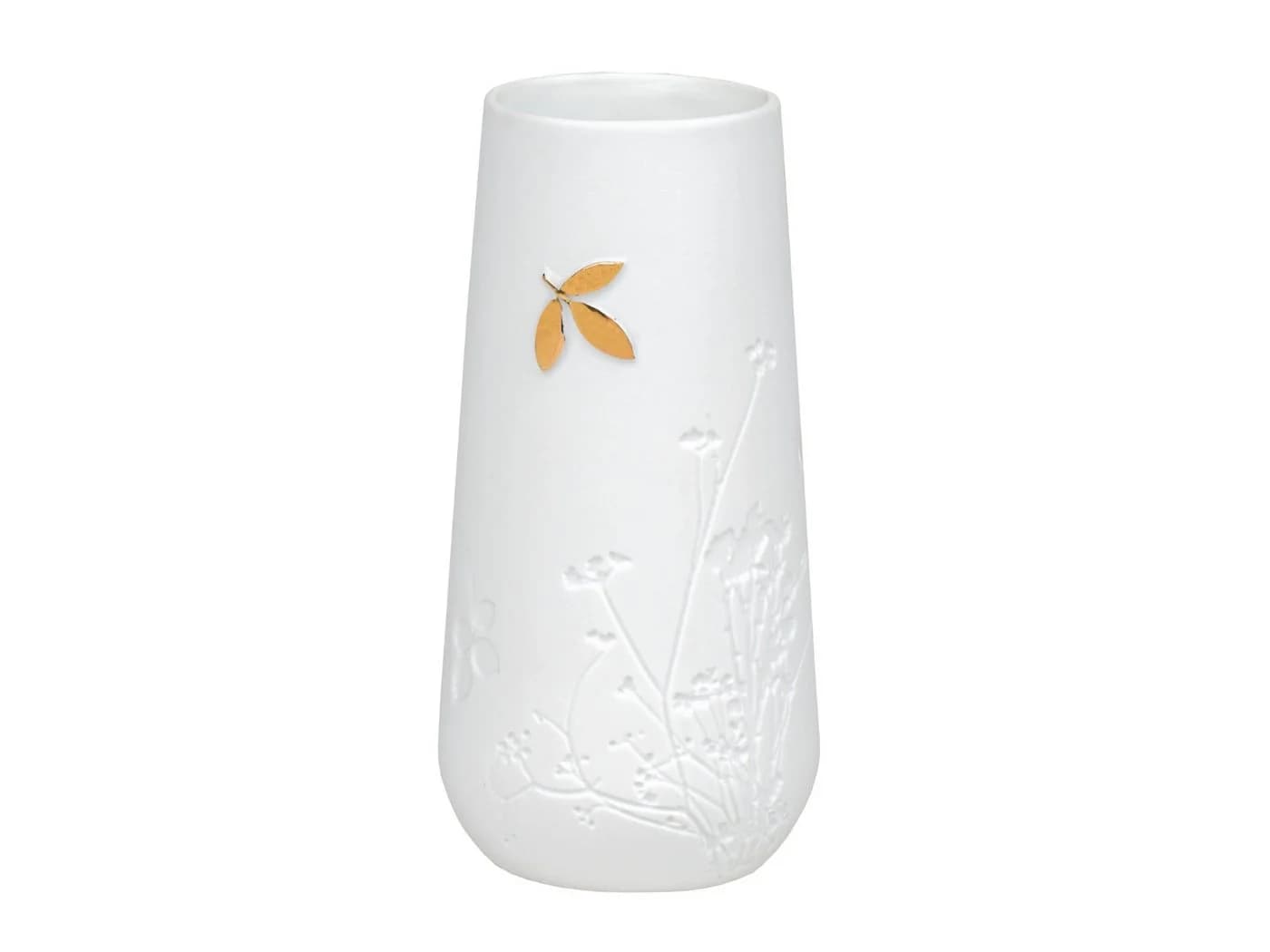 Räder Dekovase Porzellangeschichten Minivase M Blatt gold weiß