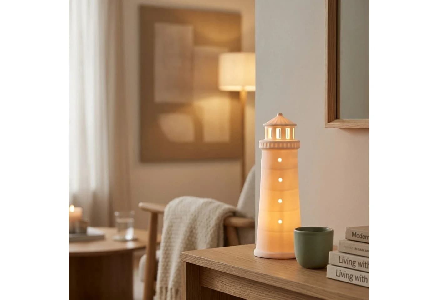 Räder Design LED Leuchtturm Meeresrauschen weißes Porzellan