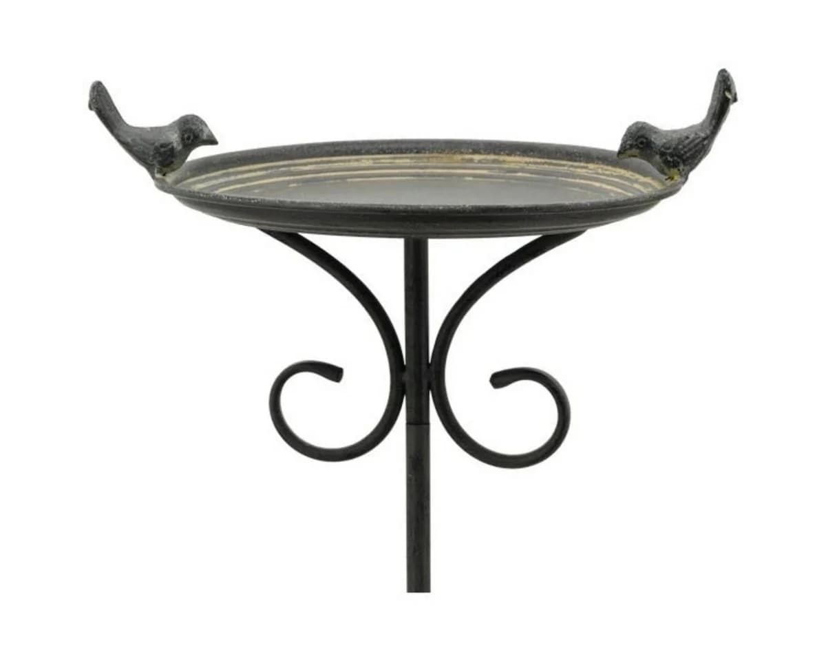finehomegarden Gartenstecker Vogeltränke grau Metall