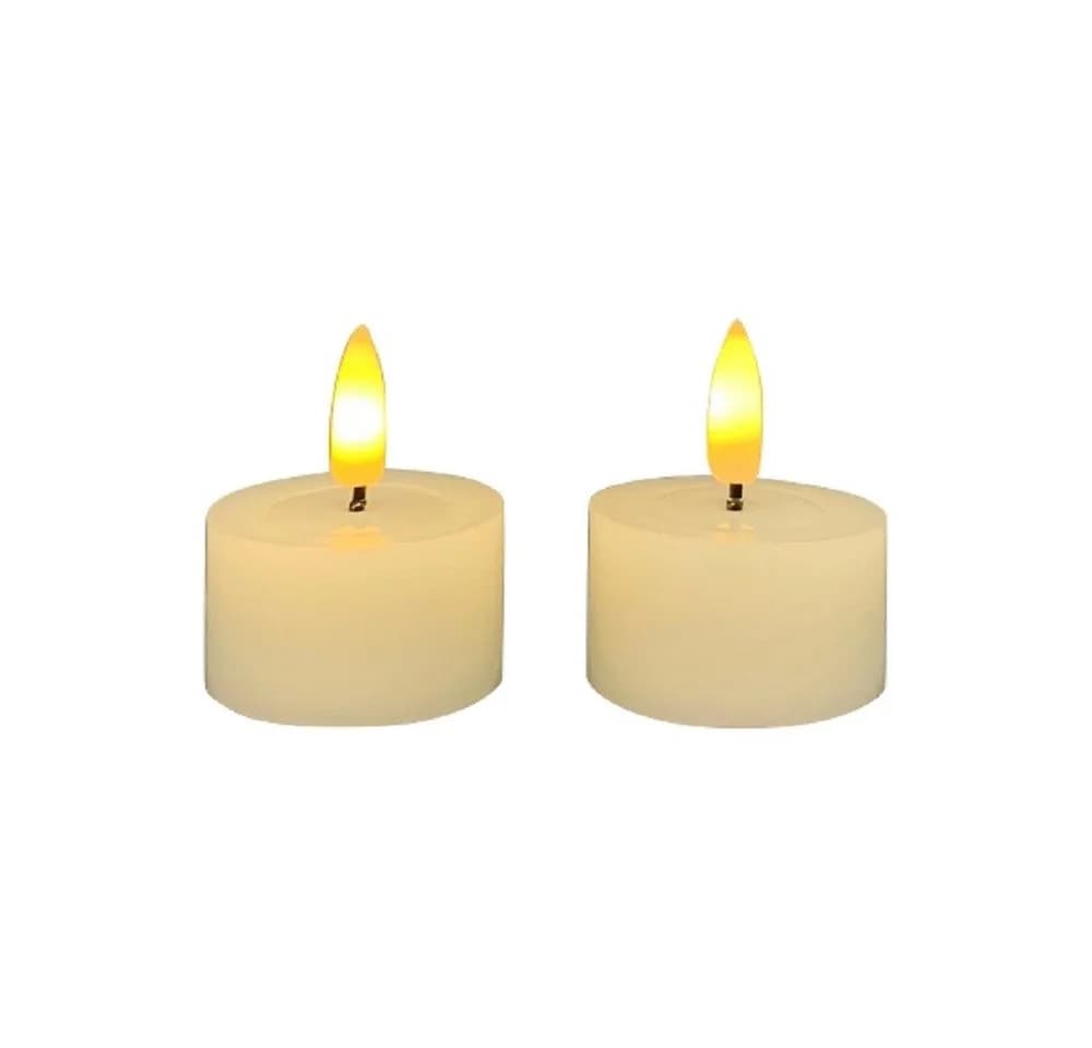 Exner LED TeeLichtSet 2-tlg. Lumière Wachs Creme mit Timer