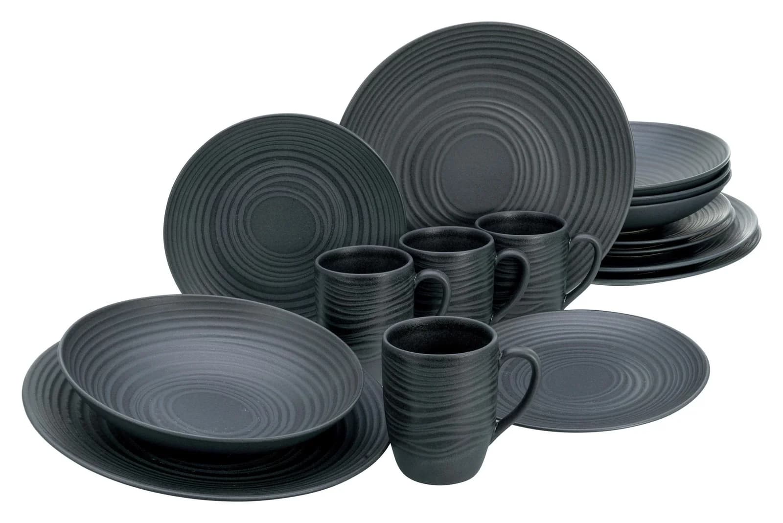 Creatable Kombiservice Lava Stone Schwarz 16-teilig