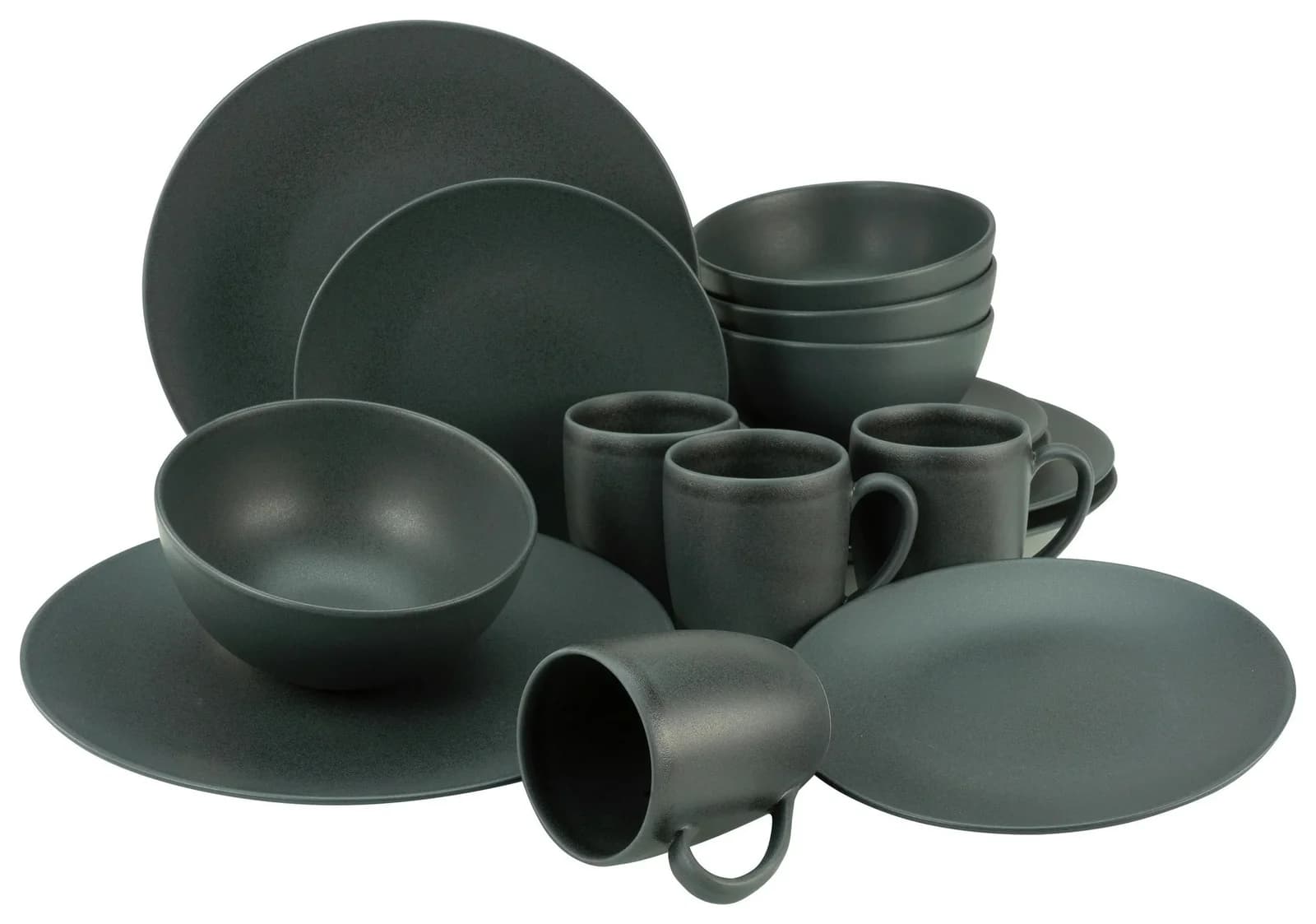 Creatable Kombiservice Soft Touch Schwarz 16-teilig Keramik