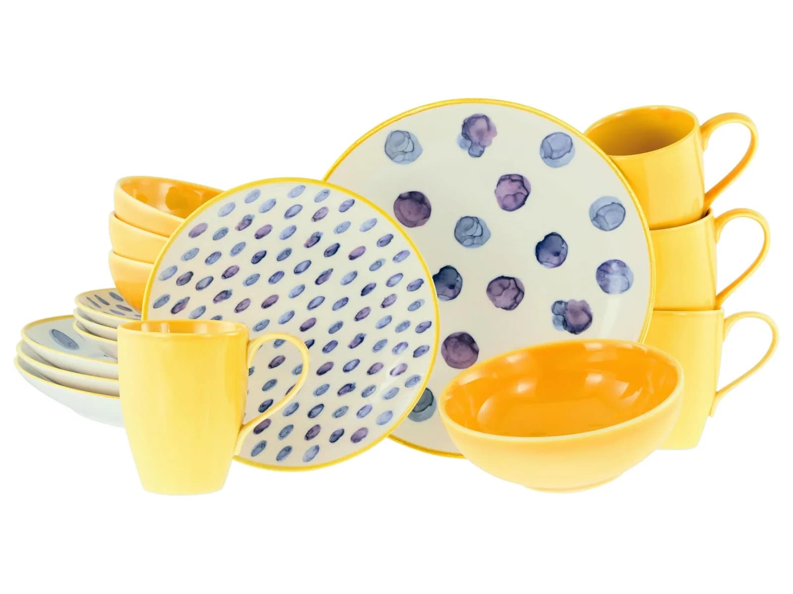 Creatable Kombiservice Maisie Blau/Gelb/Weiß 16-teilig