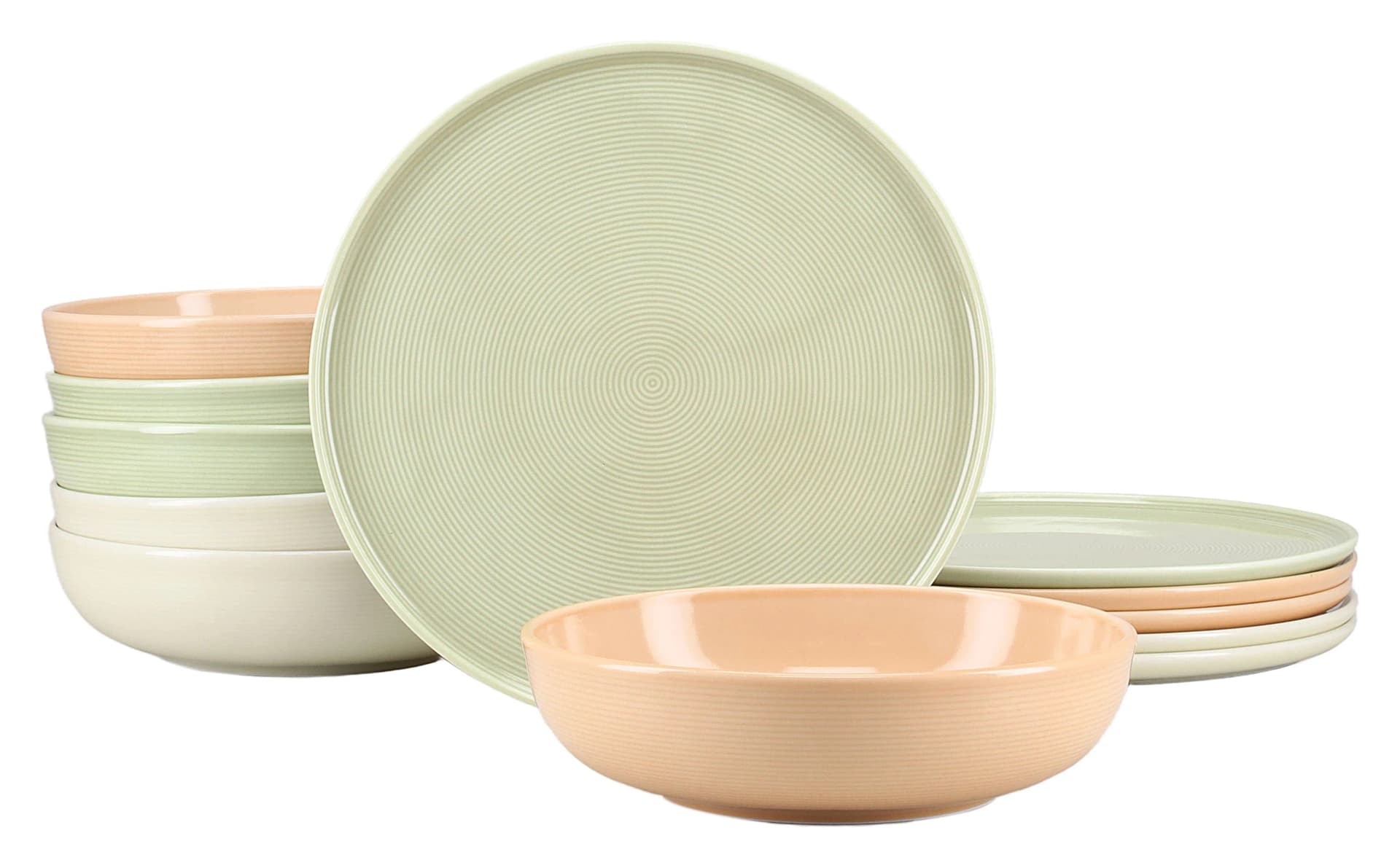 CREATABLE Tafelservice Session 12-tlg. Porzellan Salbeigrün Apricot Beige