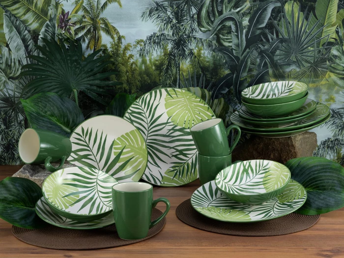 CreaTable Kombiservice Tropicana Grün 16-tlg. Steinzeug