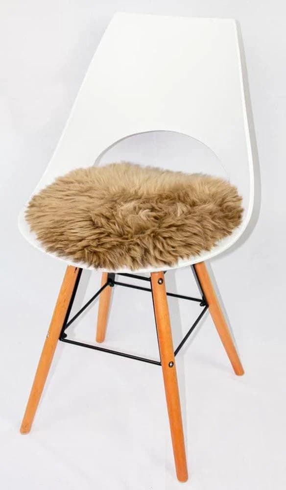 Heitmann Felle Stuhlkissen Lammfell Rund Camelfarben 45cm