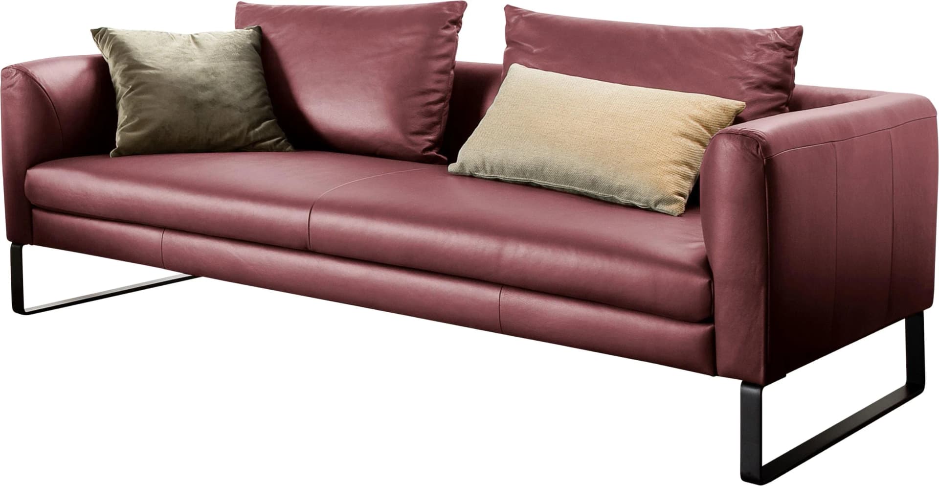 Baur Versand 3-Sitzer Avola Designsofa Lederbezug Rot