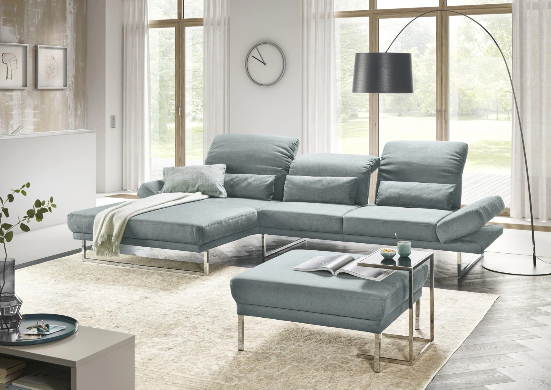 3C Candy Ecksofa Mallow L-Form Grün mit Komfortfunktionen