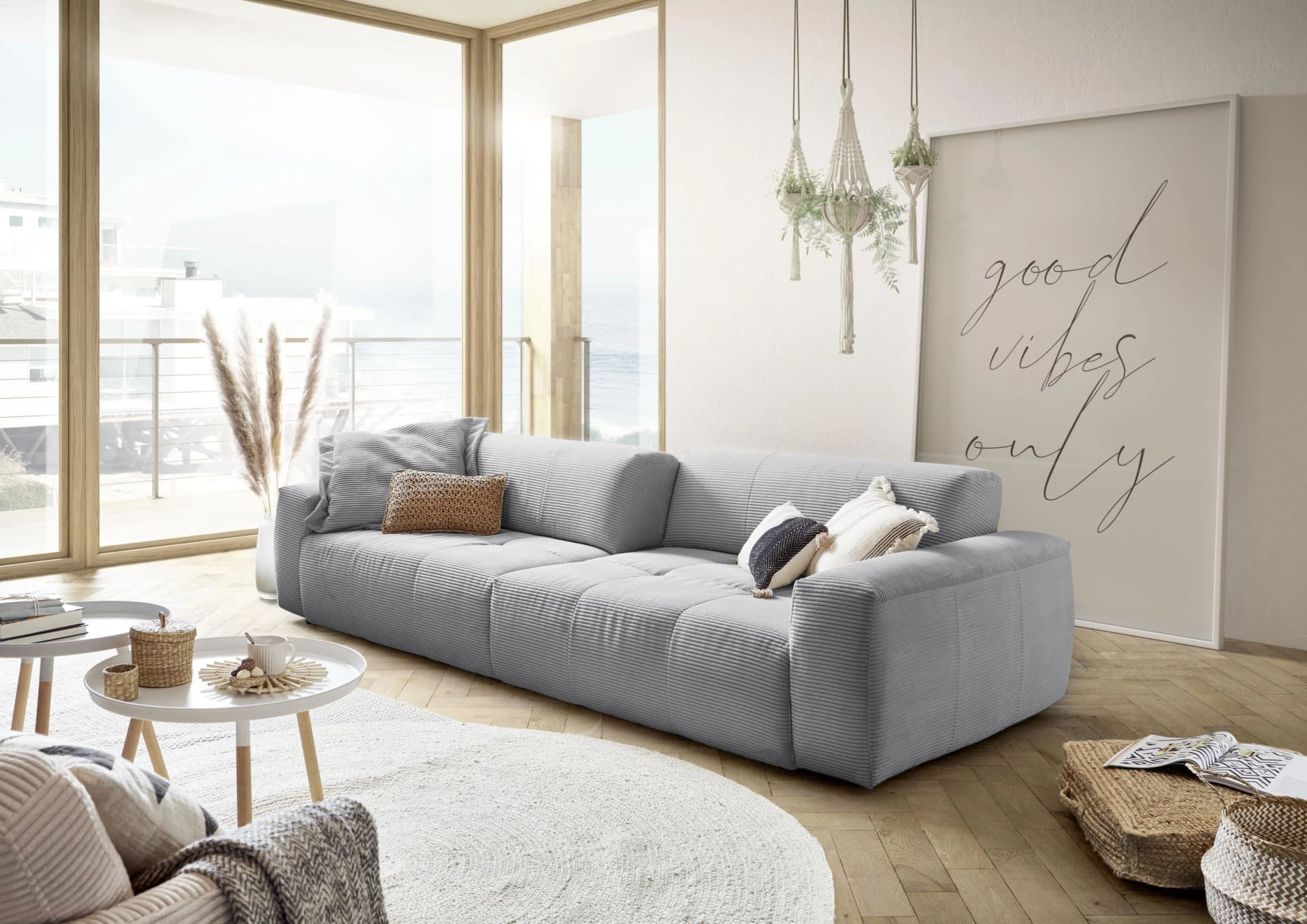 Candy Big-Sofa 3C Yoshy Mega Sofa Grau mit verstellbarer Rückenlehne
