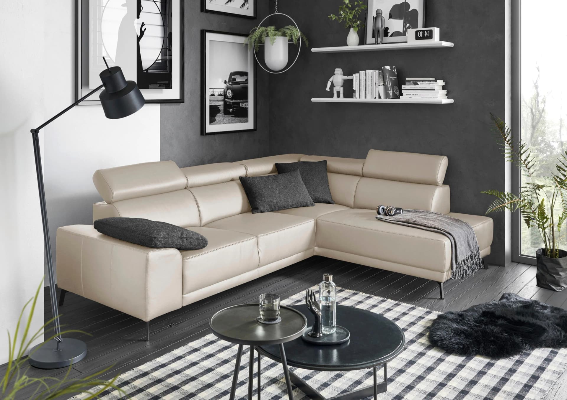 Ecksofa 3C CANDY "Greve" modern und bequem, inkl. manueller Kopfteilverstellung, L-Form, weiß