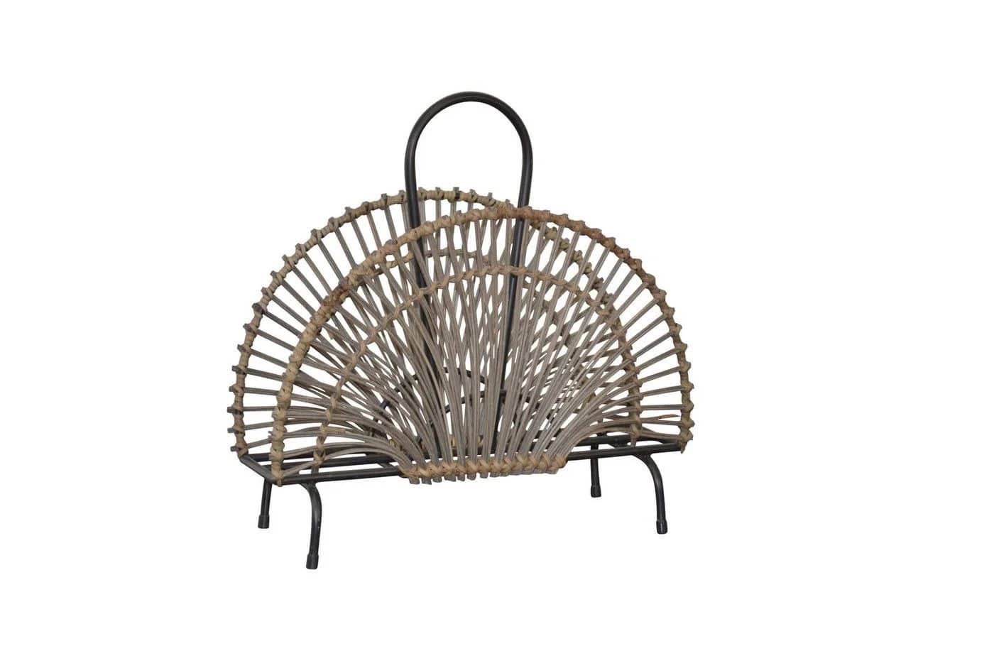 moebel-direkt-online Zeitungsständer Olaf Metall Schwarz/Beige Rattan