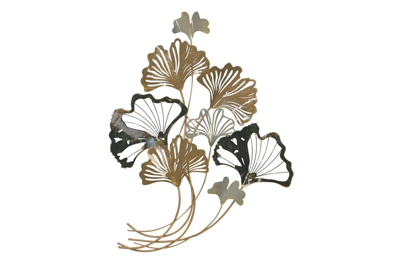 moebel-direkt-online Wanddekoobjekt Ginkgoblätter Metall Schwarz/Gold
