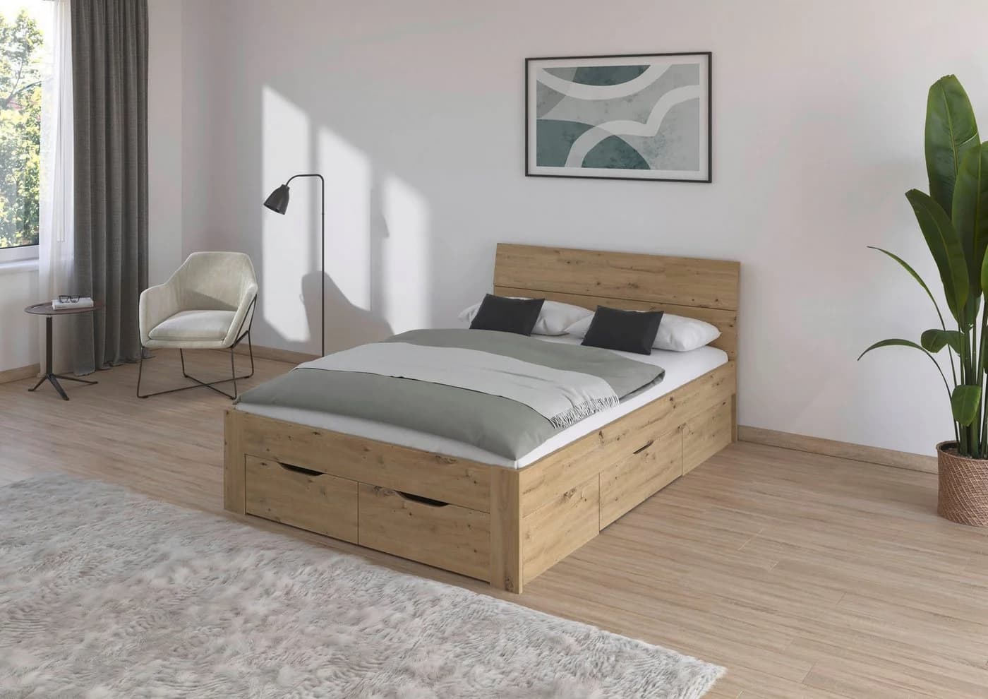 Rauch FLEXX Bett mit Stauraum Braun Eiche Artisan