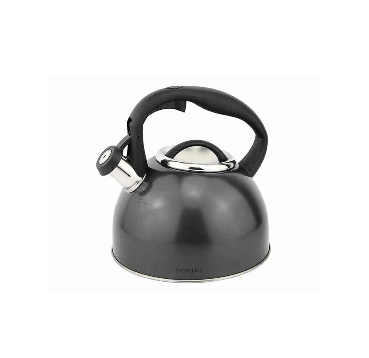 Michelino Wasserkessel 2,5 L mit Pfeife & Soft-Touch-Griff, Edelstahl, Induktion