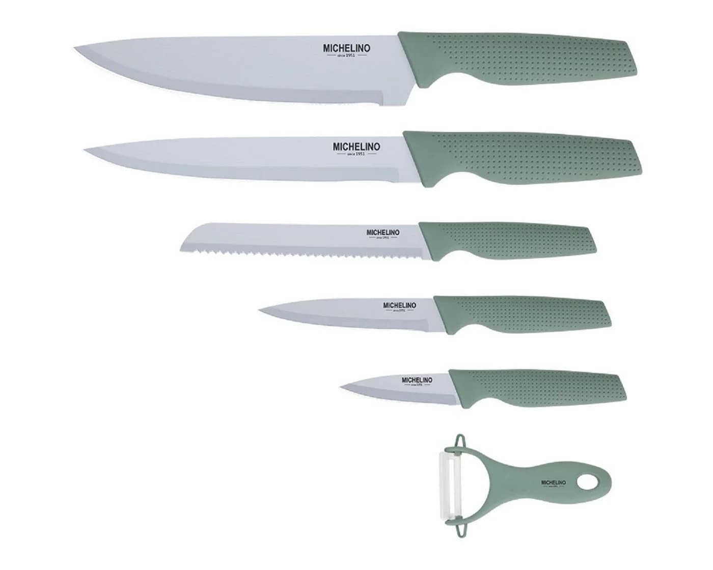 Michelino Messer-Set 6-tlg. Alythia mit Sparschäler Beige/Weiß
