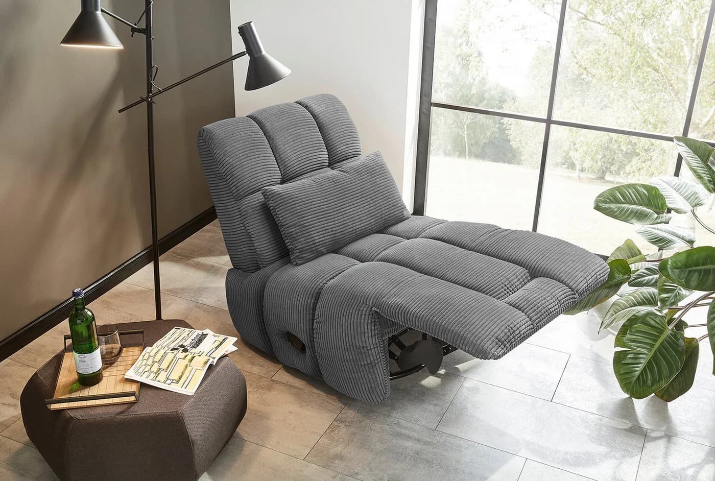 Jockenhöfer Gruppe Relaxsessel Doncaster Grau Cord