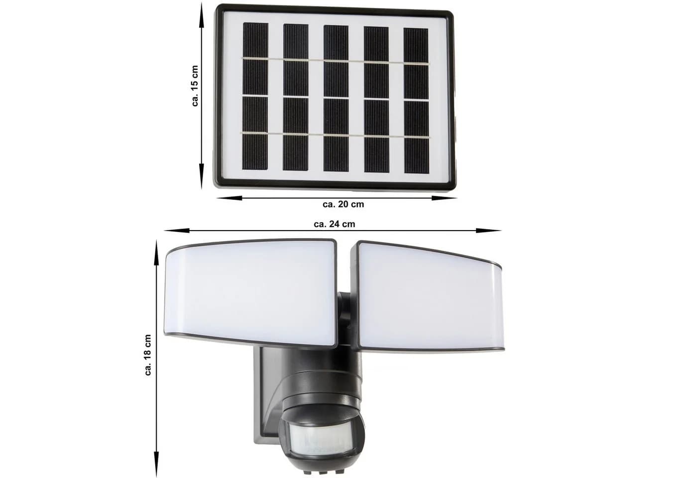 Northpoint LED Solarleuchte mit Bewegungsmelder 2x 450 Lumen Schwarz