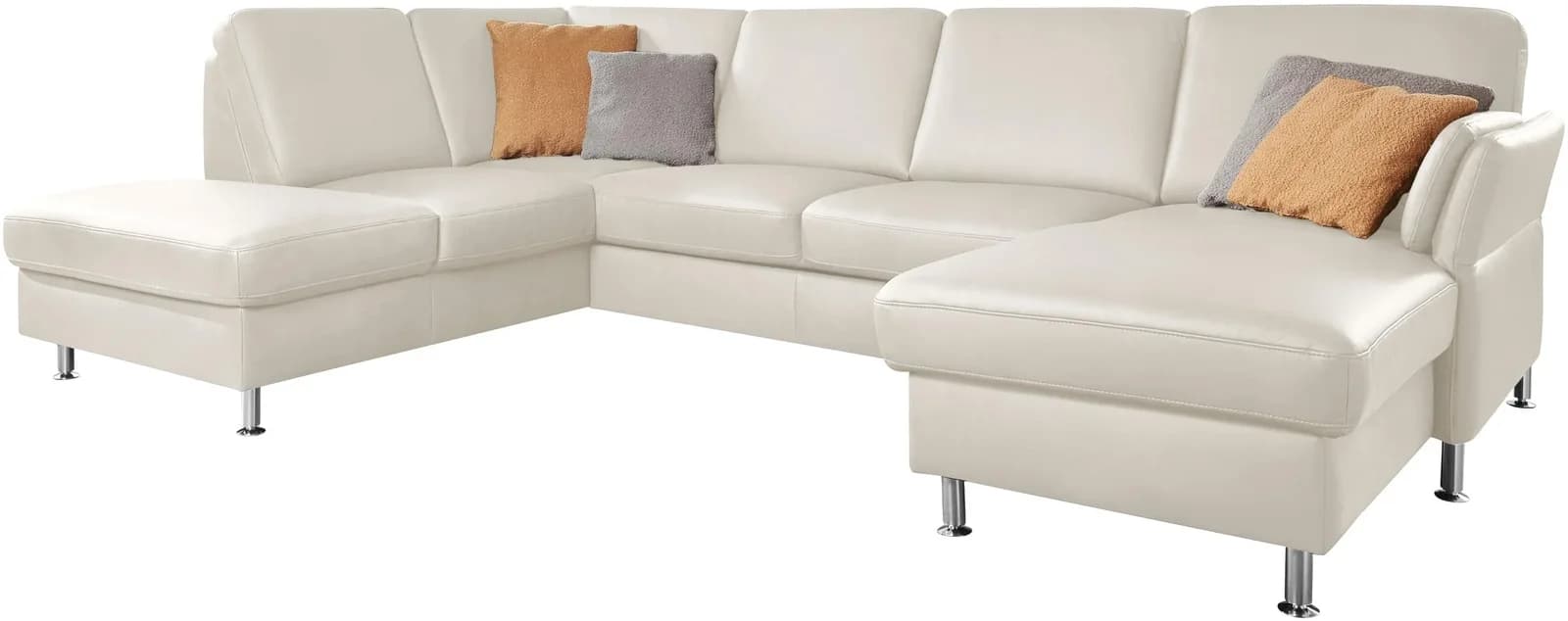Wohnlandschaft DIE PLANBAR U-Form Weiß mit Bettfunktion und Stauraum