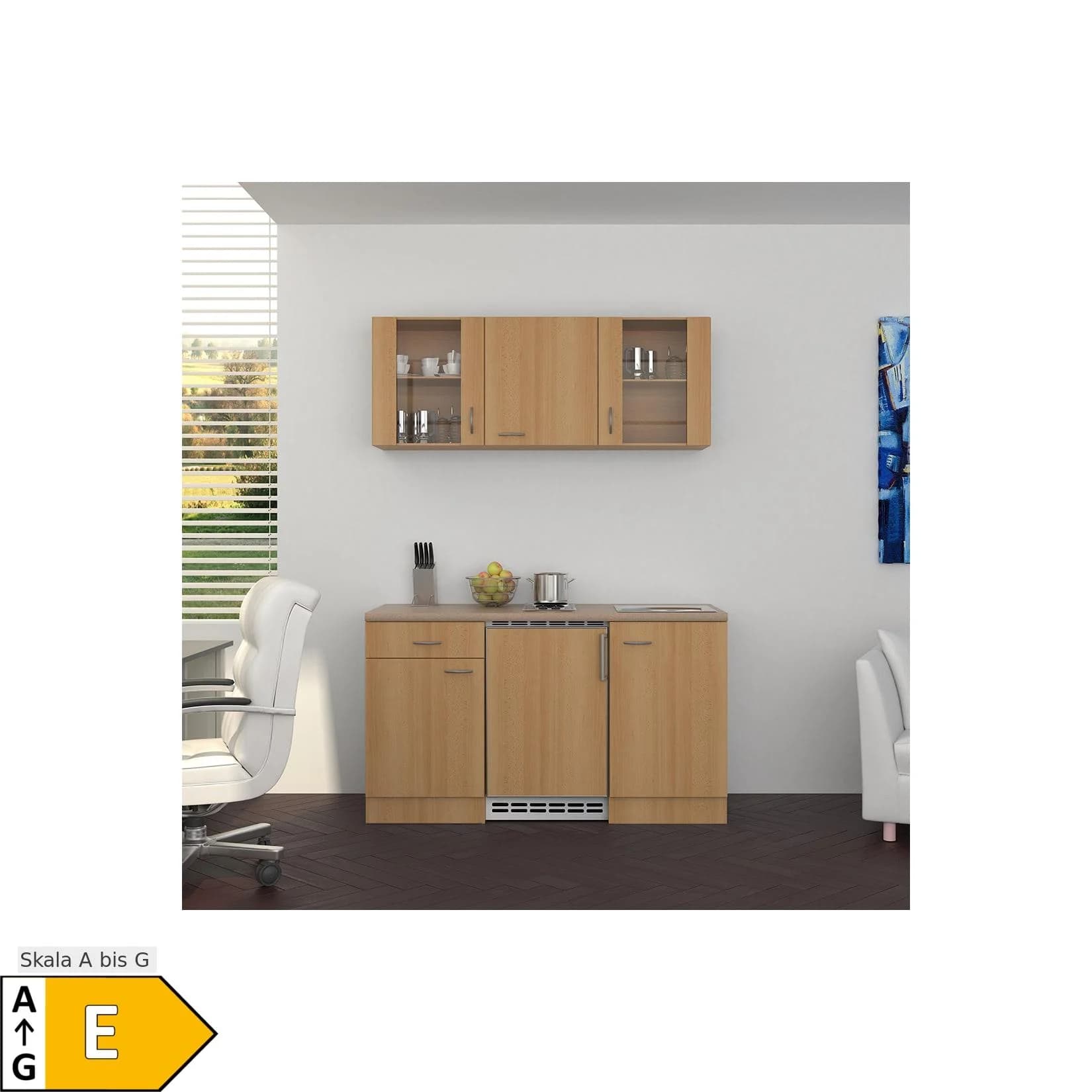 Flex-Well Küchenzeile 150 cm Modern Weiss Nano