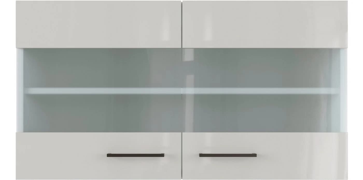 Glashängeschrank FLEX-WELL Lund Grau Glänzend Wandmontage
