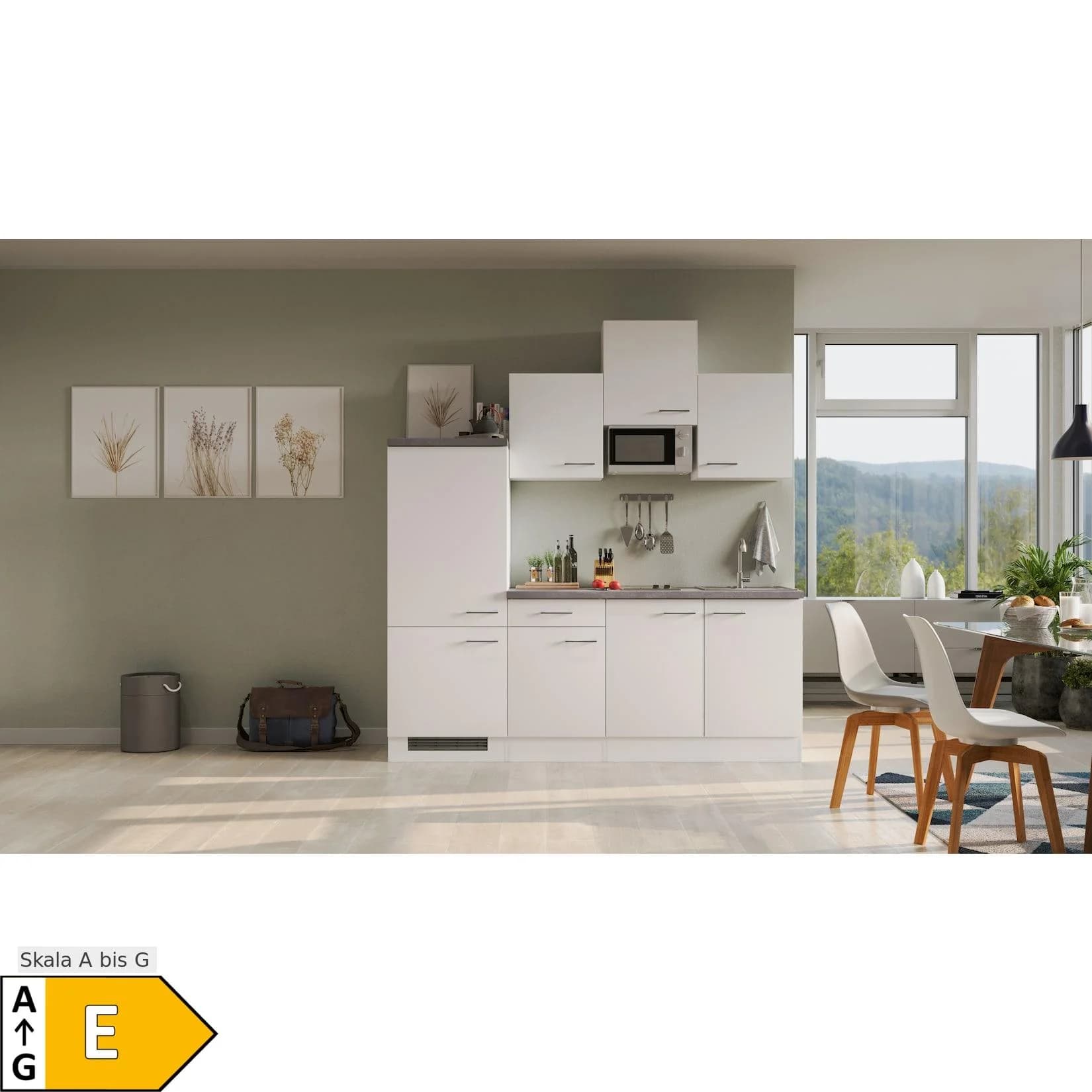 FLEX-WELL Küchenzeile Lucca Weiß mit E-Geräten