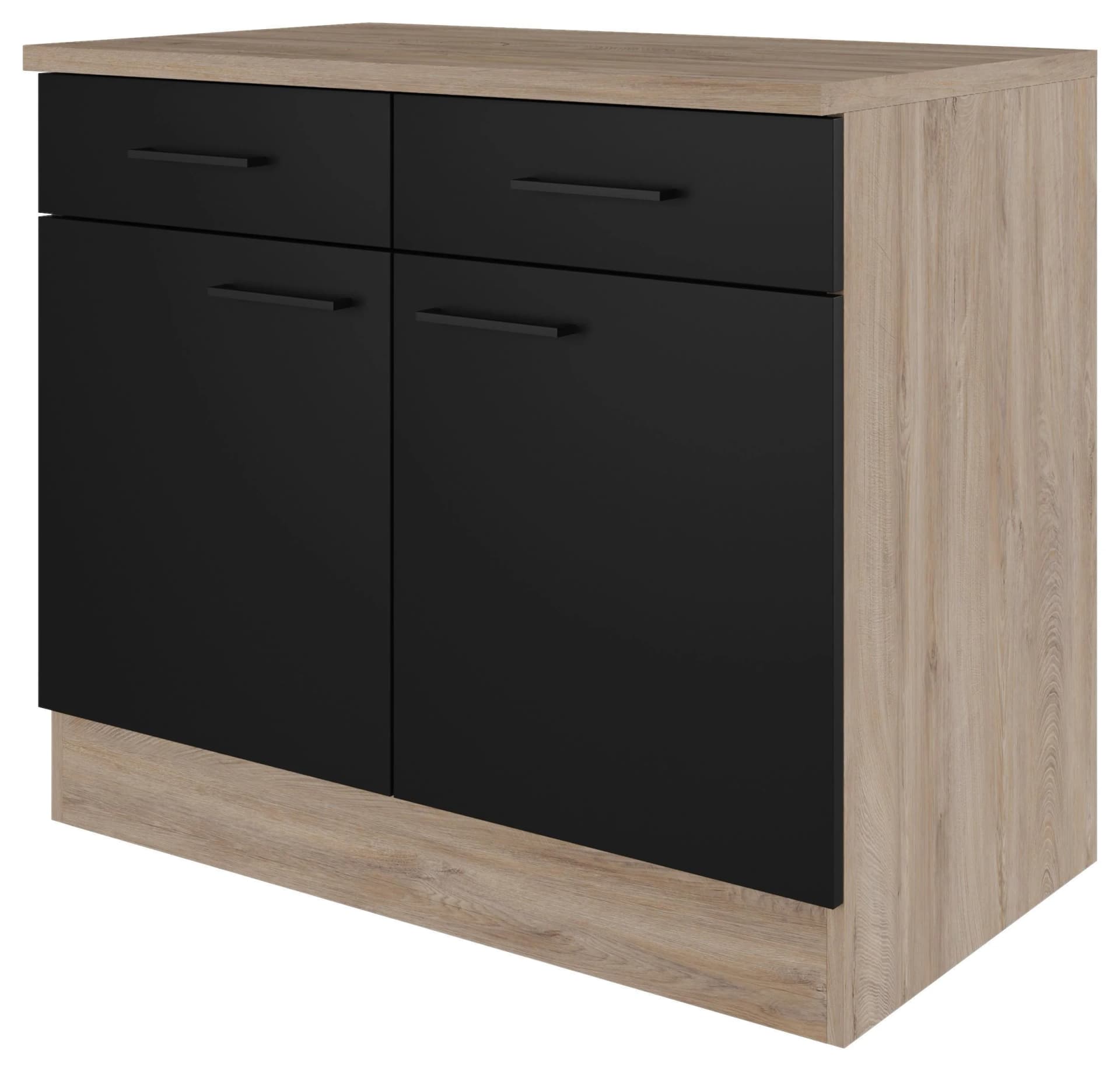 FLEX-WELL Capri Unterschrank Schwarz Endgrain Oak Holzwerkstoff