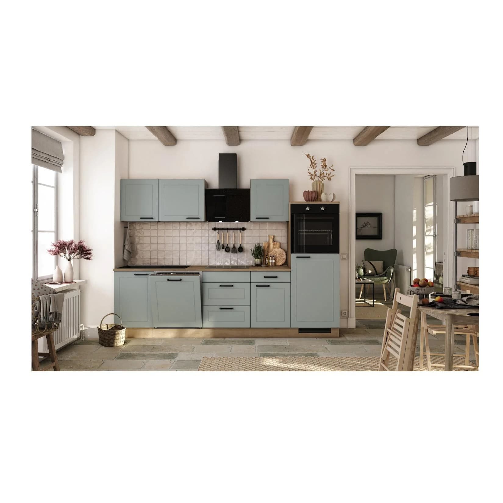 Flex-Well Landhausküche 280 cm inkl. Elektrogeräte