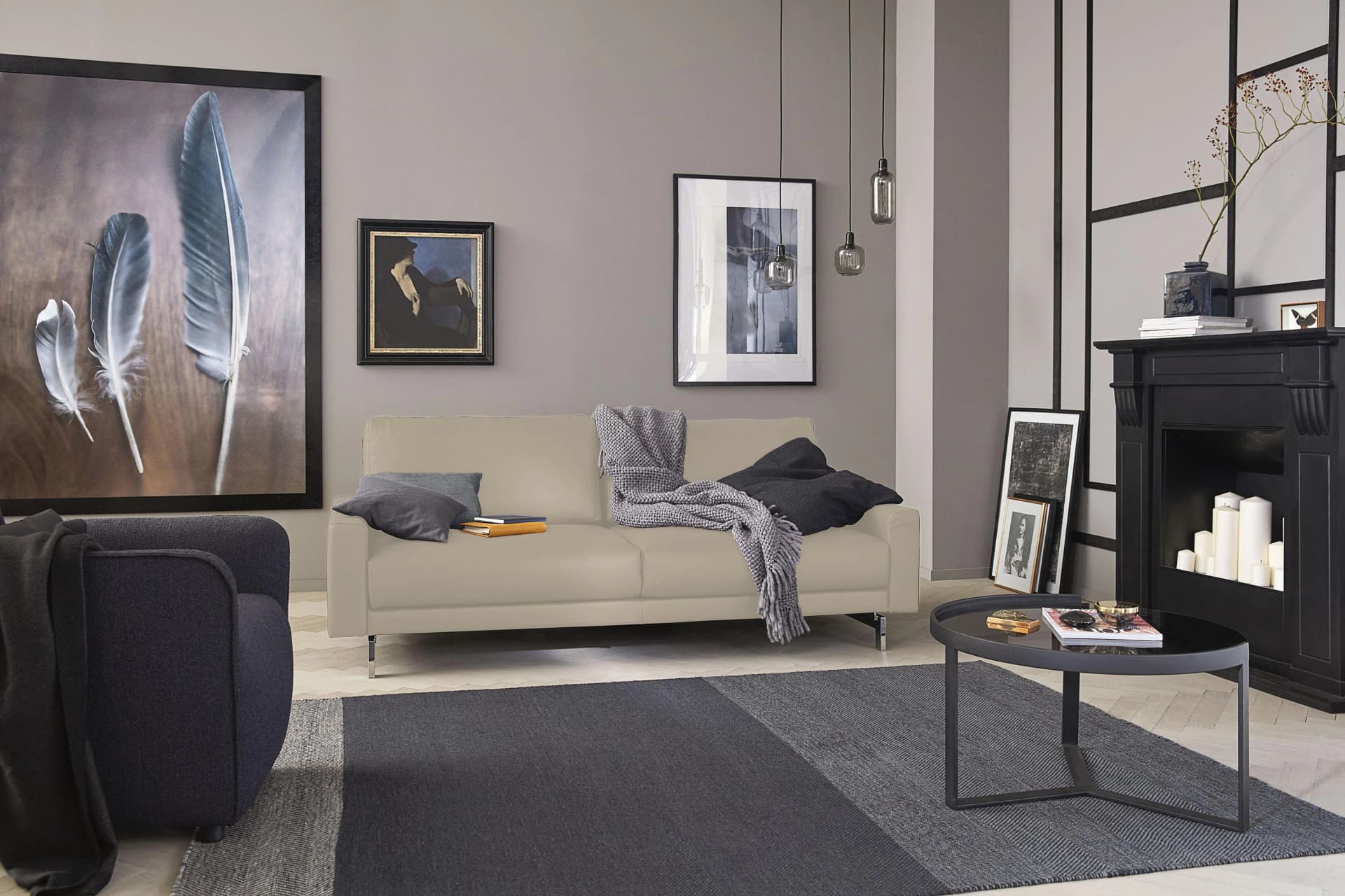 Creation BY ROLF BENZ CR.450 2,5-Sitzer Sofa Beige Leder