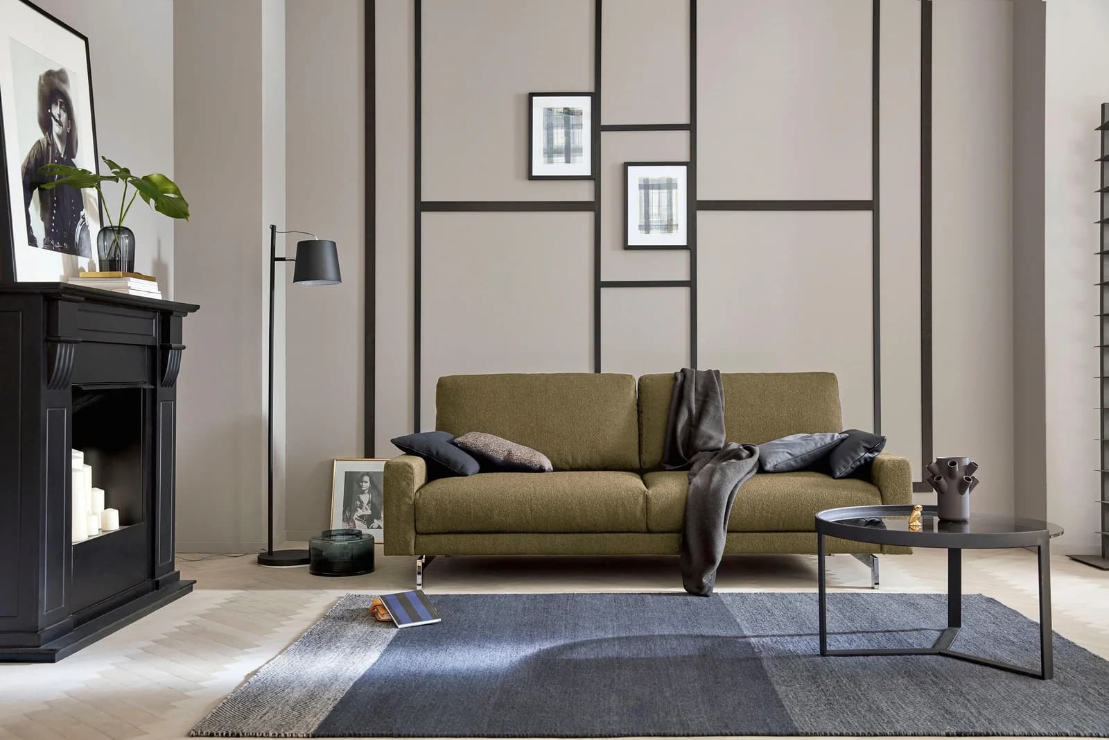 Creation BY ROLF BENZ 2-Sitzer CR.450 Designsofa Olivgrün