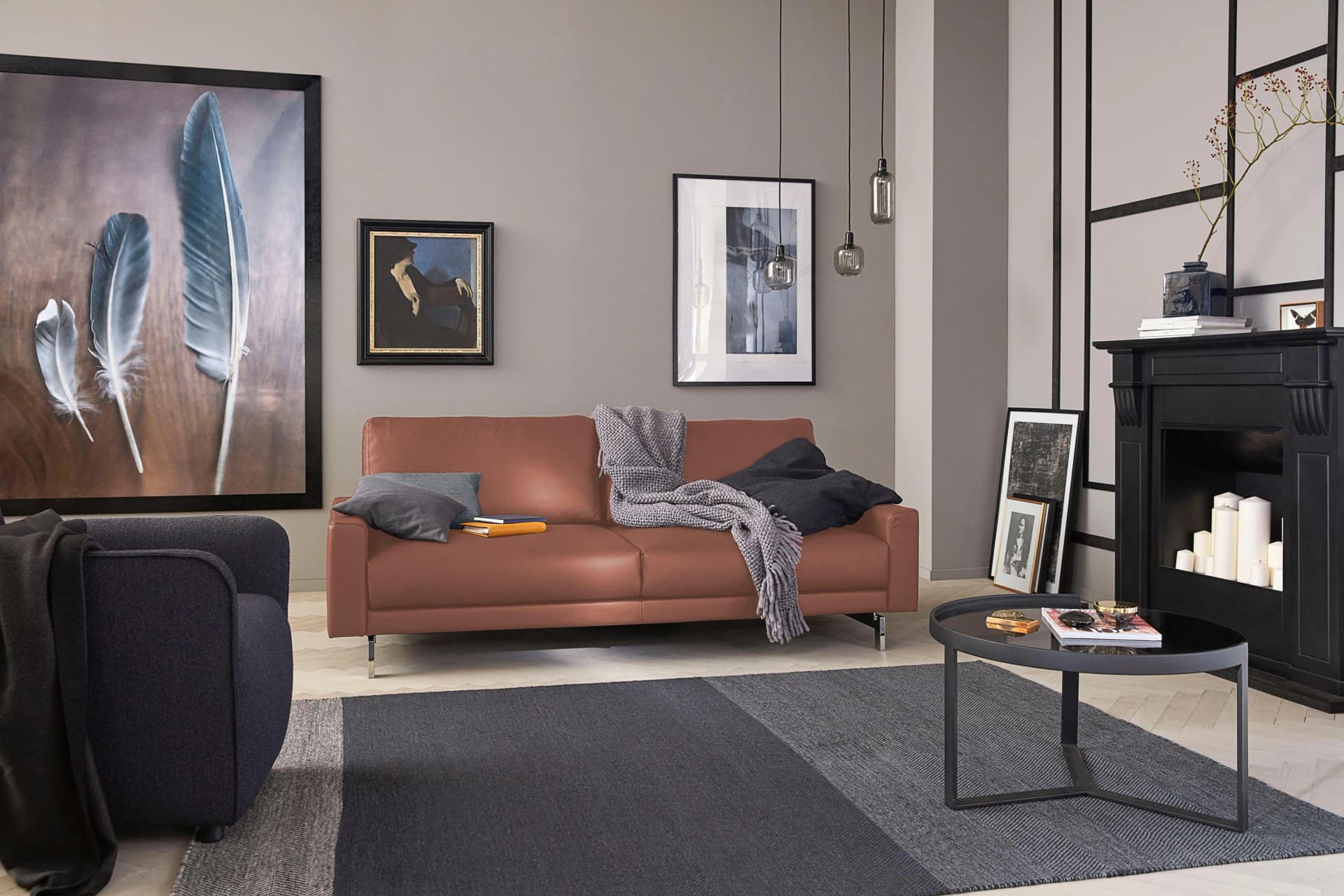 Creation by Rolf Benz CR.450 3-Sitzer Sofa Braun Chrom