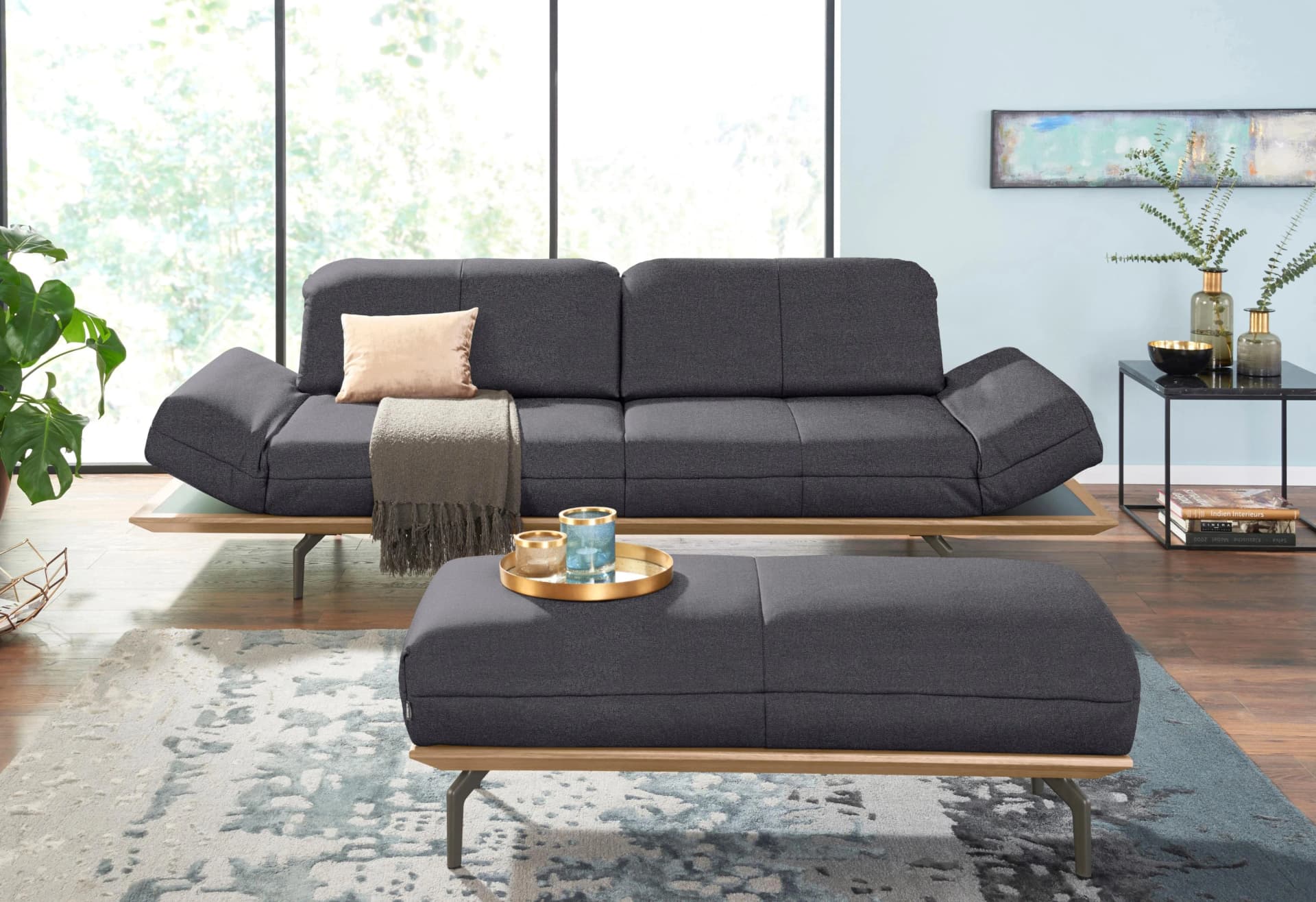 Polsterhocker CR.420 Designhocker Sitzhocker Anthrazitgrau Schwarz Creation BY ROLF BENZ