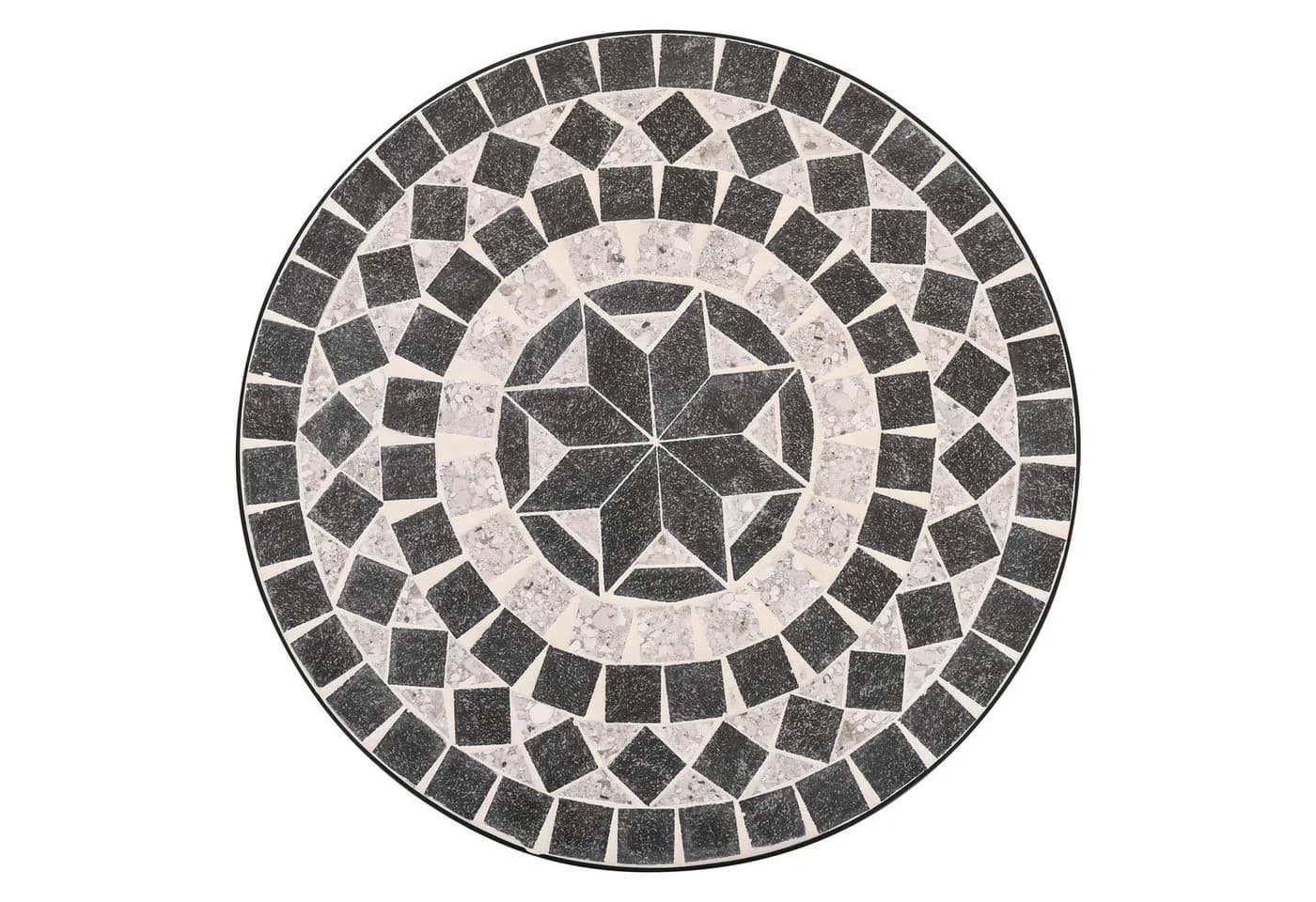 Raburg Mosaiktisch Mayla Rund Schwarz Beige Metall