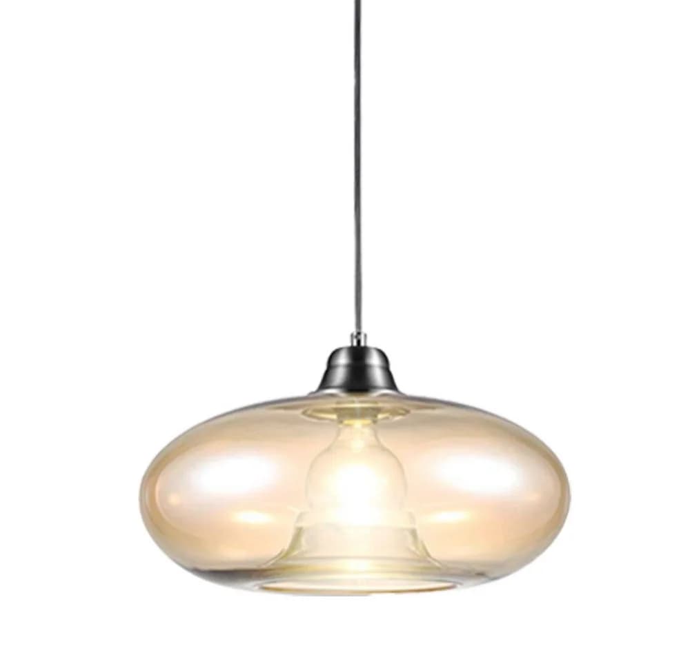 NOWA Pendelleuchte LILLE Nickel matt Glas amber Höhenverstellbar