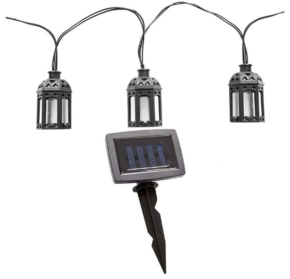 NOWA Solar-Lichterkette 10x LED Laterne Schwarz Warmweiß