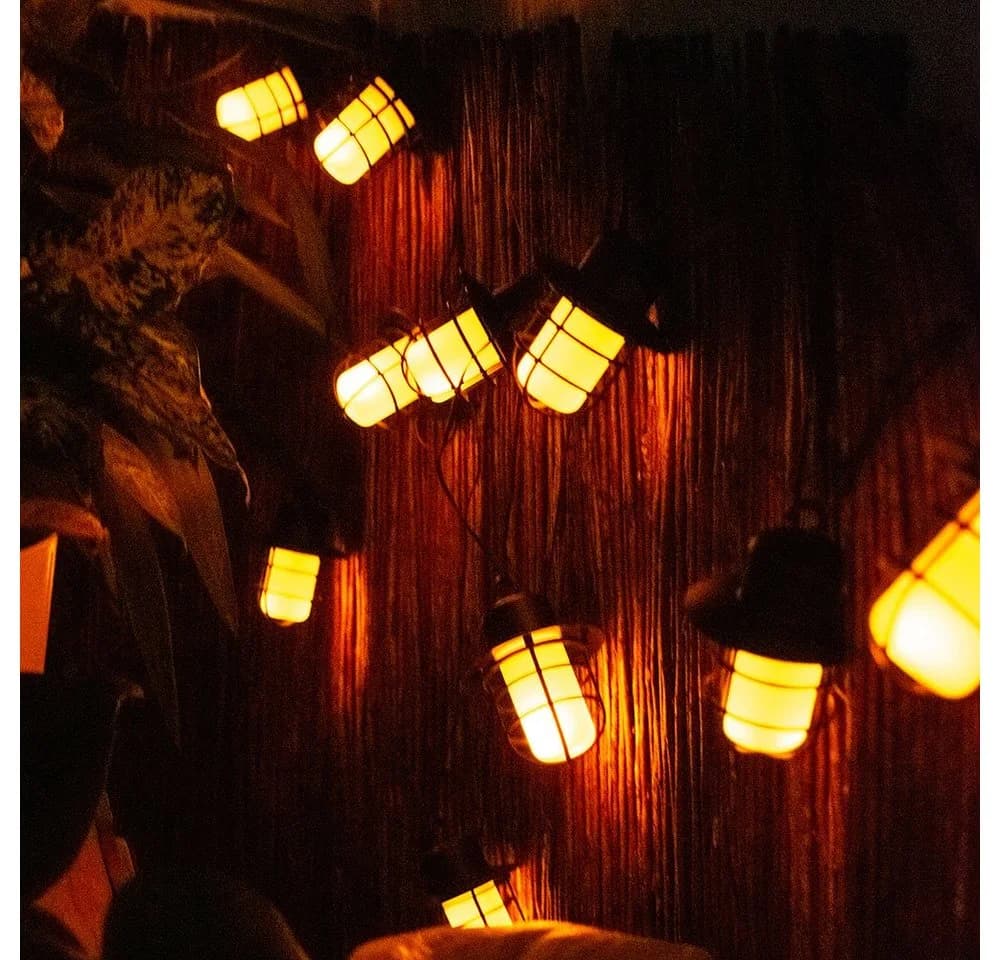 NOWA LED Solarleuchte Schwarz Retro Stil mit 8 Laternen