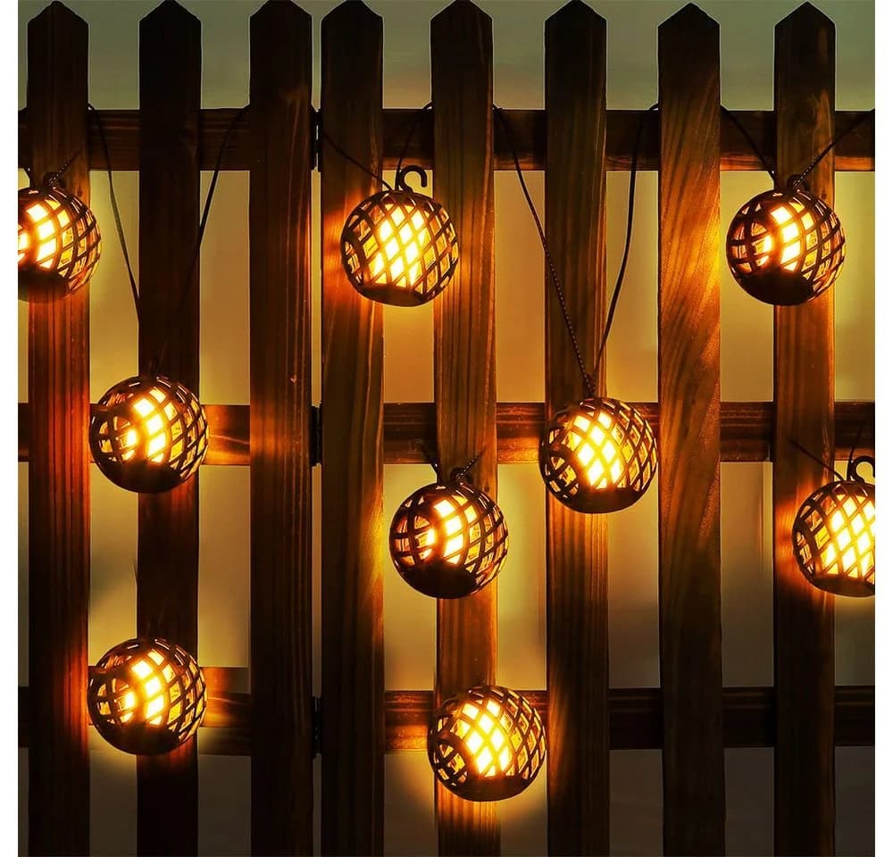 NOWA LED Dekolicht Solarlichterkette Schwarz Feuereffekt