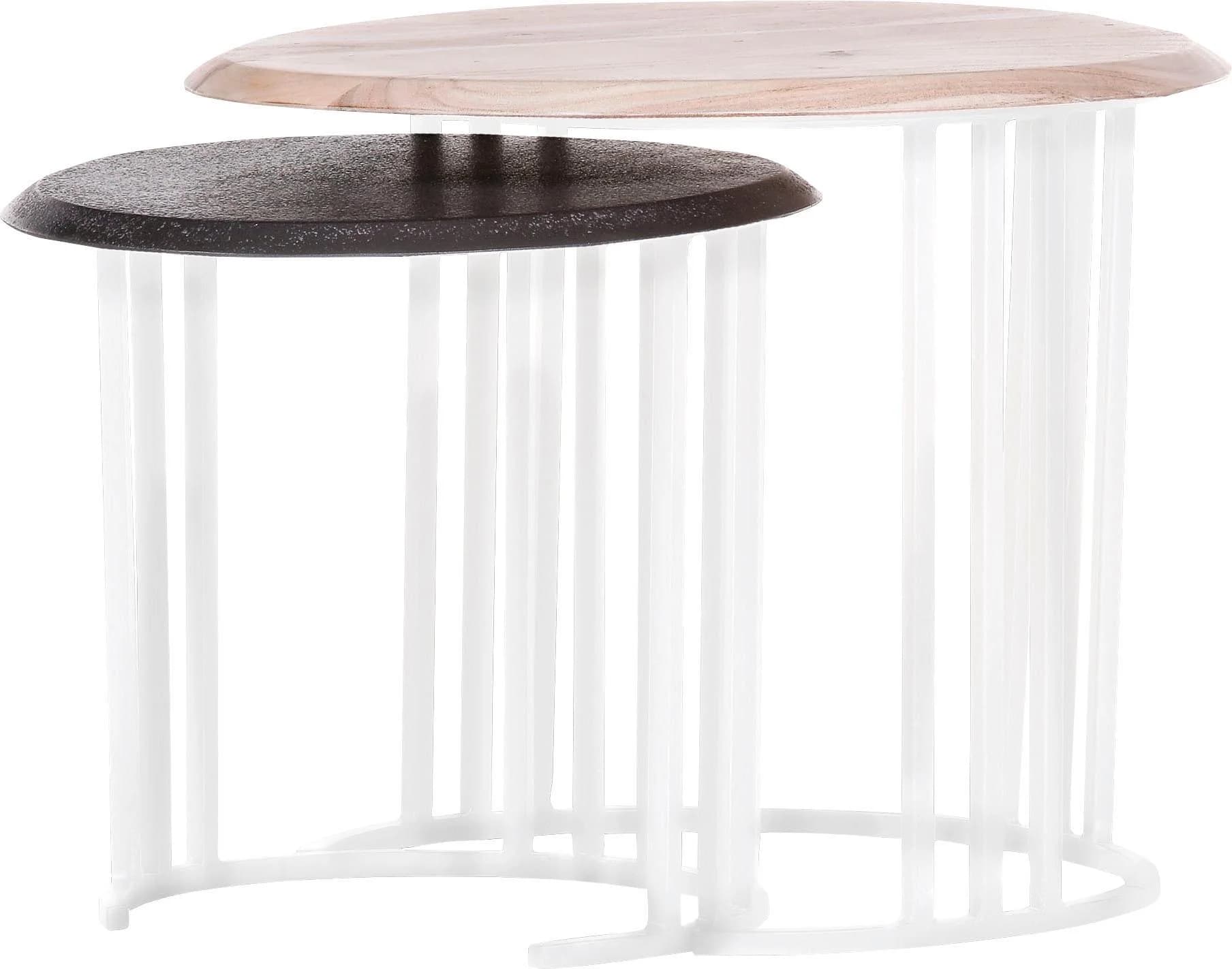 GUTMANN FACTORY Satztisch Ivory Schwarz-Weiß Massivholz