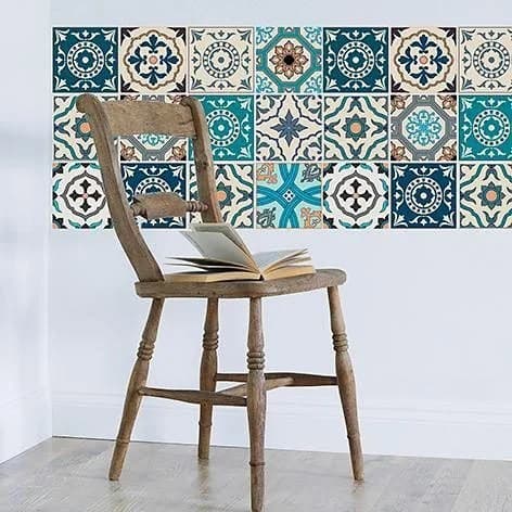 HOME AFFAIRE Fliesenaufkleber Ornamente Blau Türkis 12er Set