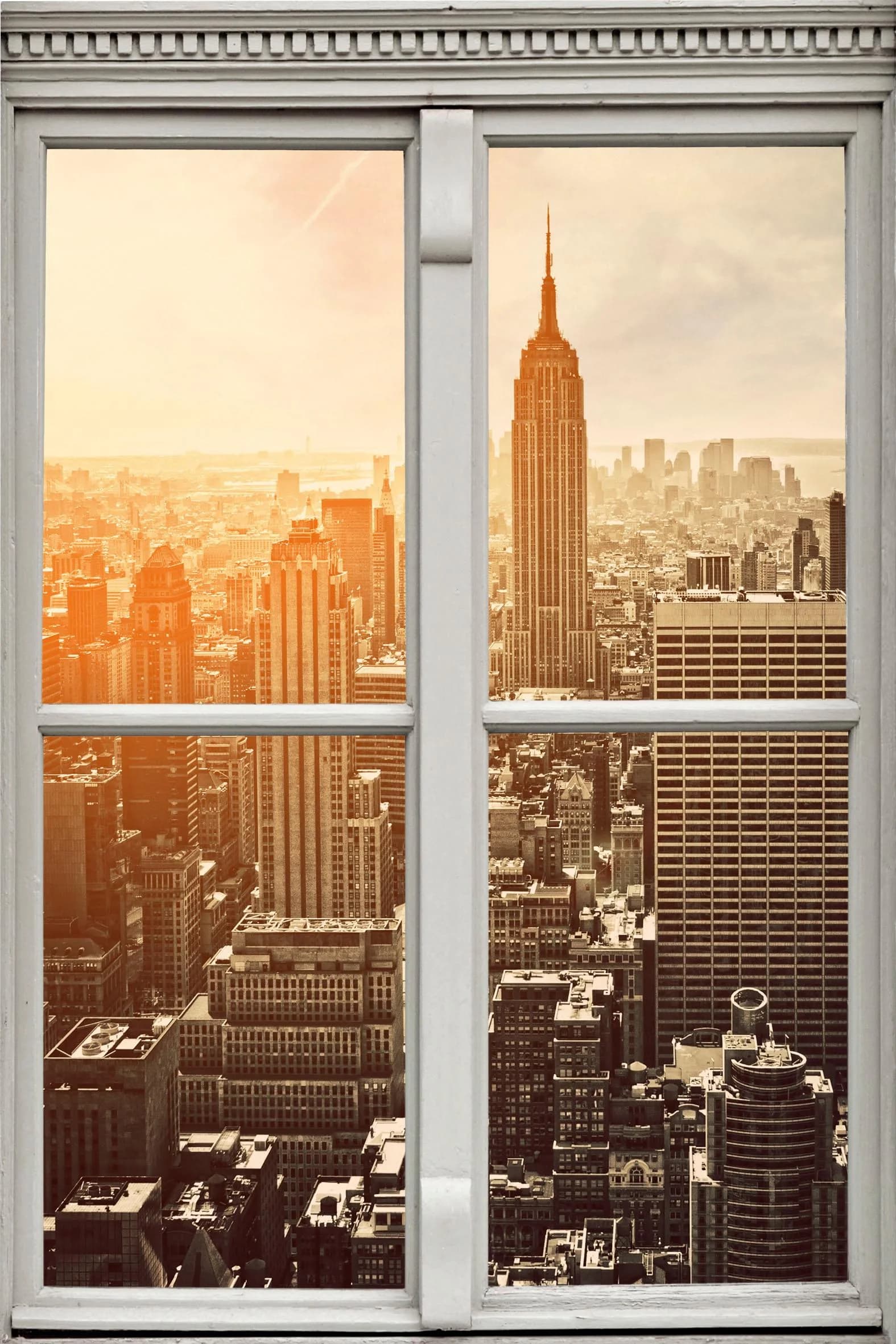 Wandsticker QUEENCE New York Orange 3D Fensterdurchbruch
