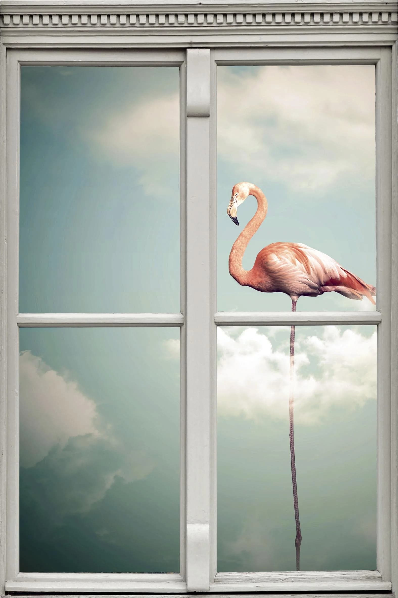 QUEENCE Wandsticker Flamingo Rosa 3D Fensterdurchbruch